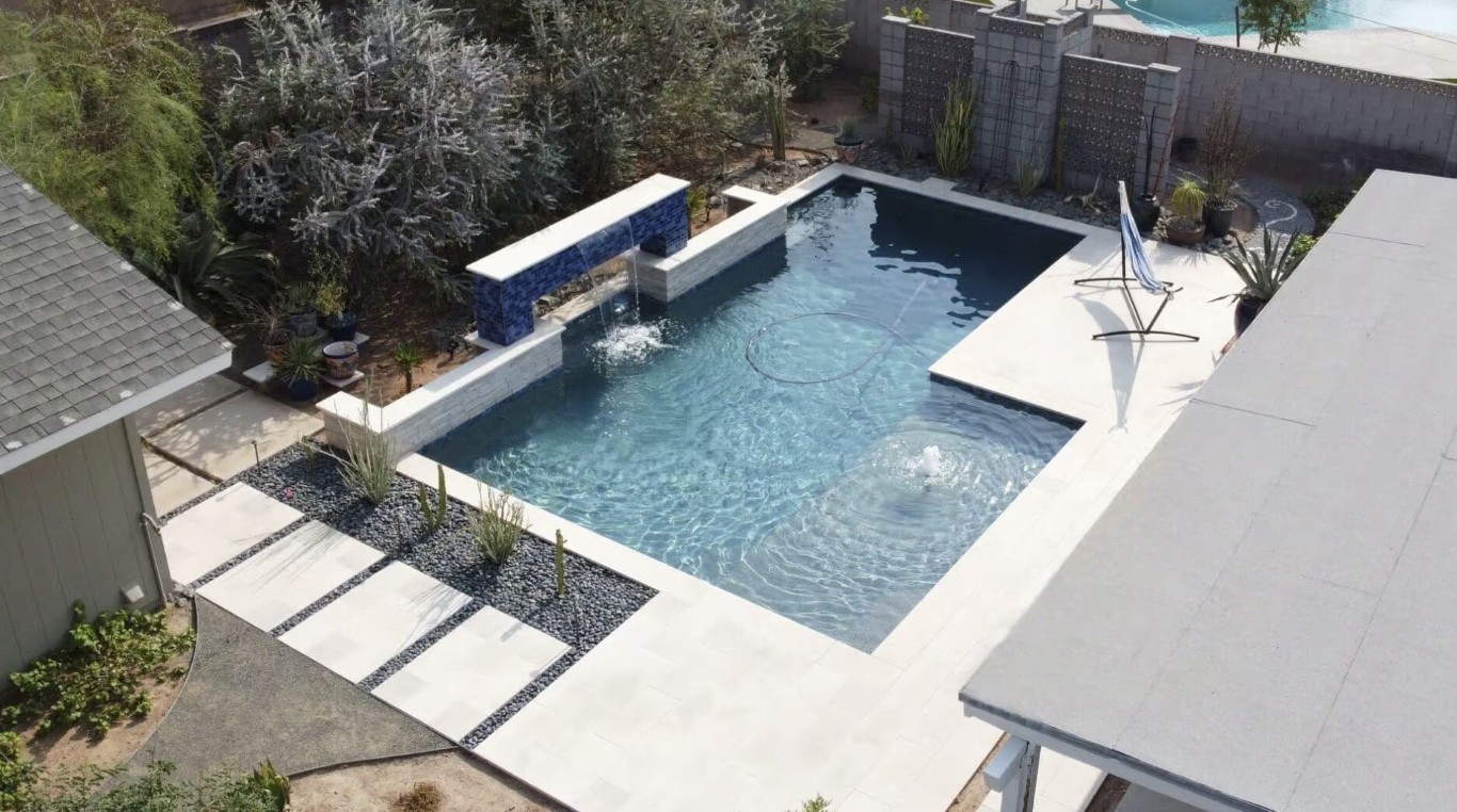 Modern pool with clean design after deep cleaning service in Placentia, CA